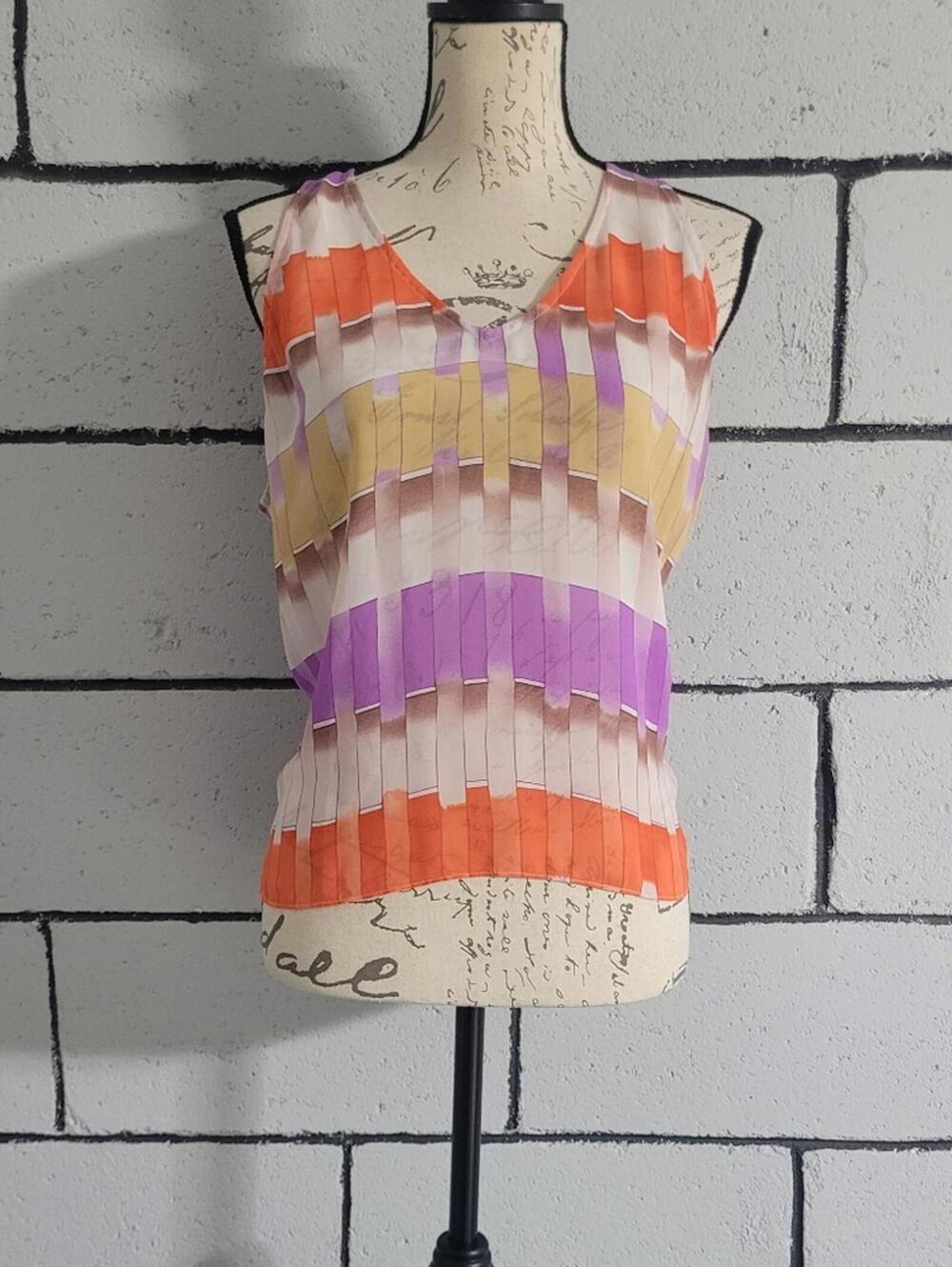 GUESS Colorful Sheer Top Sz S